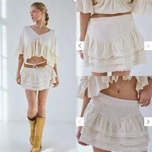 Kimchi Blue Jo Cotton Ruffle Mini Skirt in size Large